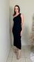 VESTIDO CANELADO MIDI COM ALÇAS NAS COSTAS