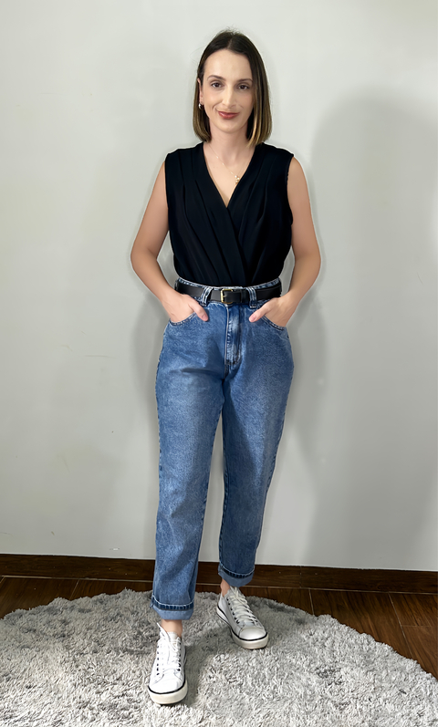 CALÇA JEANS MOM MARMORIZADA - comprar online