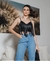 CROPPED COURO SINTÉTICO FRANJA - comprar online