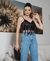 CROPPED COURO SINTÉTICO FRANJA - Borboleta Amarela Moda Feminina 