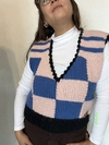CHALECO TEJIDO ROSA AZUL - comprar online