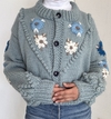 CARDIGAN BORDADO FLORES CELESTE - comprar online