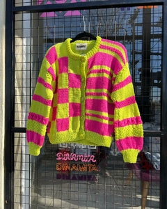 CARDIGAN FLUO AMARILLO/ROSA - comprar online