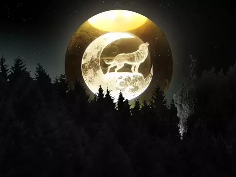 Luminária Abajur Globo Vidro Lobo LED USB Enfeito Decorativo Esfera Vidro de 3D