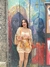 CONJUNTO TRÊS PEÇAS - KIMONO, SHORT E CROPPED ESTAMPA ABACAXI FIOS DOURADOS