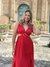 VESTIDO MUSA LONGO ARGOLA BABADO VERMELHO na internet