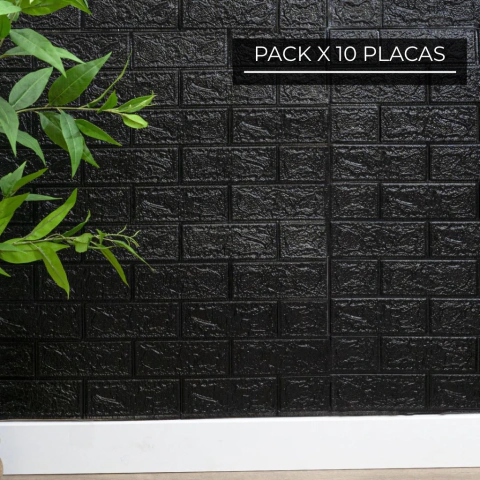 Pack de 10 Placas Autoadhesivas 77x69cm LADRILLO NEGRO (5m²)