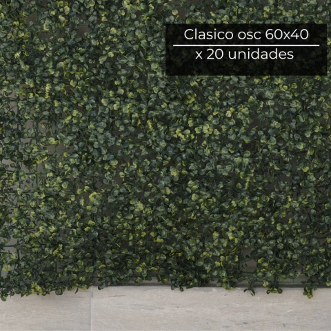 Jardín Vertical Artificial Clásico Oscuro x 20 unidades - Panel 60 x 40 cm