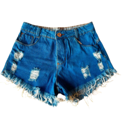 Shorts jeans desfiado feminino