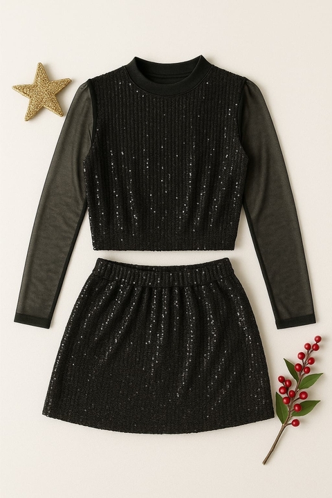 Conjunto glamour noite manga tule