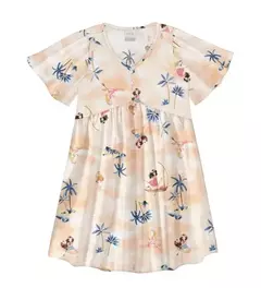 Vestido Curto Infantil em Viscose Estampado