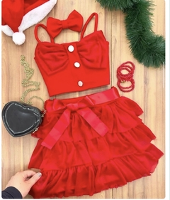 Conjunto vivi laço vermelho