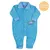 Macacão Plush Atoalhado Bordado Vira Pé Azul Turquesa