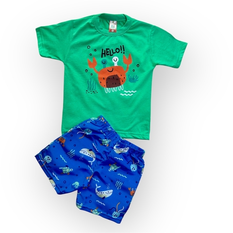 Conjunto Cleomara Camisa + Bermuda tactel Menino
