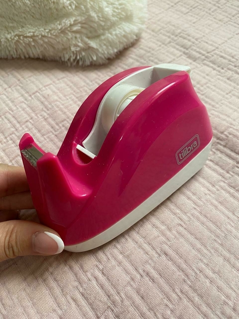 Suporte de fita adesiva rosa da Tilibra (desapego)