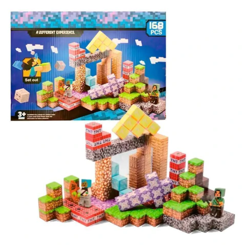 Bloques De Construcción Magnéticos Mine Craft 168 Piezas 2cm