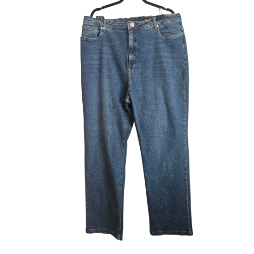 CALÇA BOOT CUT JEANS COM METAIS DOURADOS