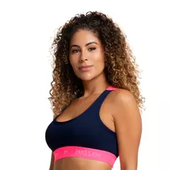 Top Neon Marinho Com Rosa Massam Fitness
