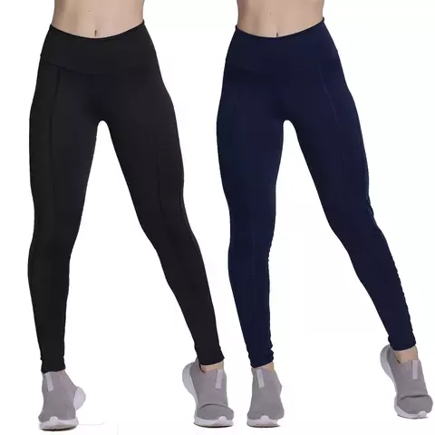 Kit 3 Calças Legging Fitness Montaria Feminina Empina Bumbum Suplex Lisa Recort