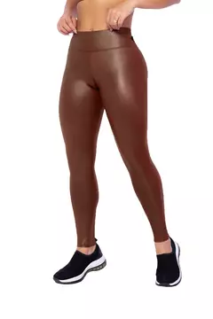 Calça Legging Cirre Cintura Alta 8 cm Brilho Molhado Couro Lycra PMG GG - comprar online