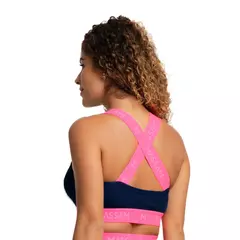 Top Neon Marinho Com Rosa Massam Fitness