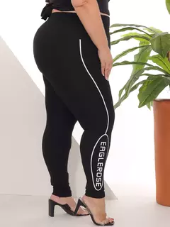 Calça Legging Feminina Plus Size Levanta Bumbum Cintura Alta Total Preto Confor