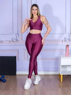 Calça Legging Feminina de Malhar 3D cós Reto - comprar online