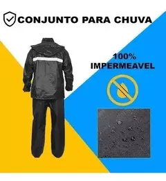 Imagem do Capa De Chuva Moto Impermeável Nylon Jaqueta Com Capuz + Calça