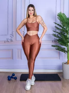 Roupa de Academia Feminina Conjunto Calça Legging 3D + Top Alça - loja online