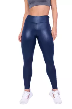 Calça Legging Cirre Cintura Alta 8 cm Brilho Molhado Couro Lycra PMG GG - GH Vitrine Virtual