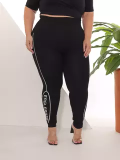 Calça Legging Feminina Plus Size Levanta Bumbum Cintura Alta Total Preto Confor
