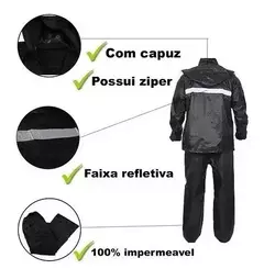 Capa De Chuva Moto Impermeável Nylon Jaqueta Com Capuz + Calça - GH Vitrine Virtual