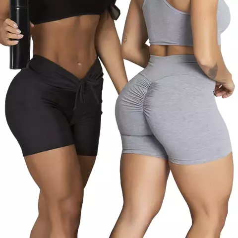 Conjunto de shorts para as mulheres, 2 partes, academia, bumbum, pode escolher