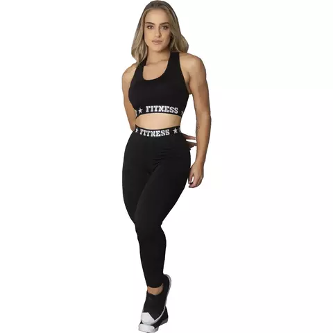 Conjunto Academia Elástico Exposto Top e Legging