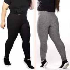 Kit 03 calças femininas plussize lisa, mescla e estampado (sortido)-promoção- - comprar online