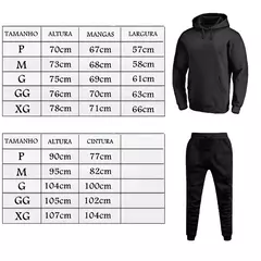 Conjunto Flanela Masculino Conjuntos com Bolso e Capuz, 2 Conjuntos