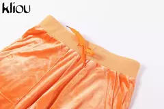 Kliou conjunto de duas peças de veludo sólido feminino simples casual zíper m - comprar online