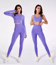 2/3/5 pçs sem costura feminino conjunto de yoga treino roupas esportivas ginás - comprar online