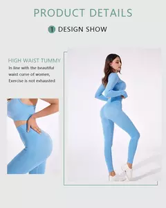 2/3/5 pçs sem costura feminino conjunto de yoga treino roupas esportivas ginás - comprar online