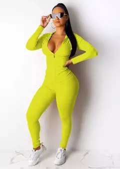 Conjunto de duas peças agasalho feminino festival roupas outono inverno topo + - comprar online