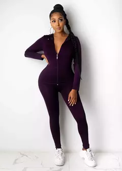 Imagem do Conjunto de duas peças agasalho feminino festival roupas outono inverno topo +