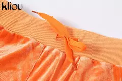 Imagem do Kliou conjunto de duas peças de veludo sólido feminino simples casual zíper m