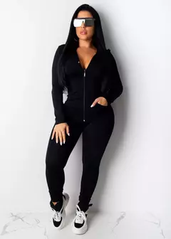 Conjunto de duas peças agasalho feminino festival roupas outono inverno topo + na internet