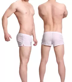 Imagem do Sexy Ice Silk Boxer Shorts dos homens, Sólido Calças Seta Transparente, Respir