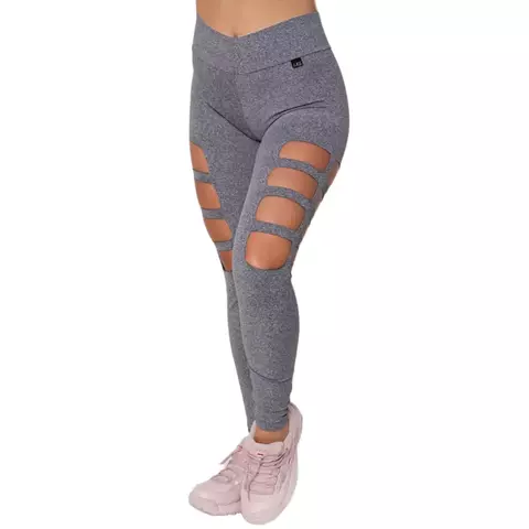 RIKINTE Calça Legging Feminina Aberta Cortada Rasgada Laser Fitness Academia Fi
