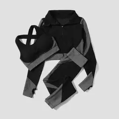 2/3 peças feminino terno de yoga sem costura malha calças leggings roupas com - loja online