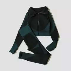 2/3 peças feminino terno de yoga sem costura malha calças leggings roupas com