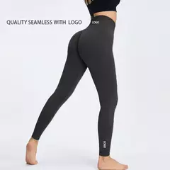 Imagem do Cintura alta push up sem costura esporte legging mulheres calças de yoga super
