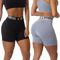 Kit 2 Shorts Elástico Exposto Academia Cintura Alta - GH Vitrine Virtual