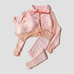 2/3 peças feminino terno de yoga sem costura malha calças leggings roupas com - comprar online